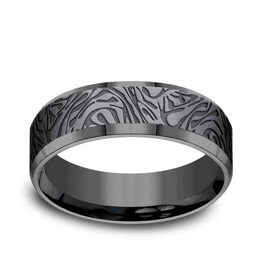 Benchmark Men's 7mm Faux Mokume Tantalum Wedding Band
