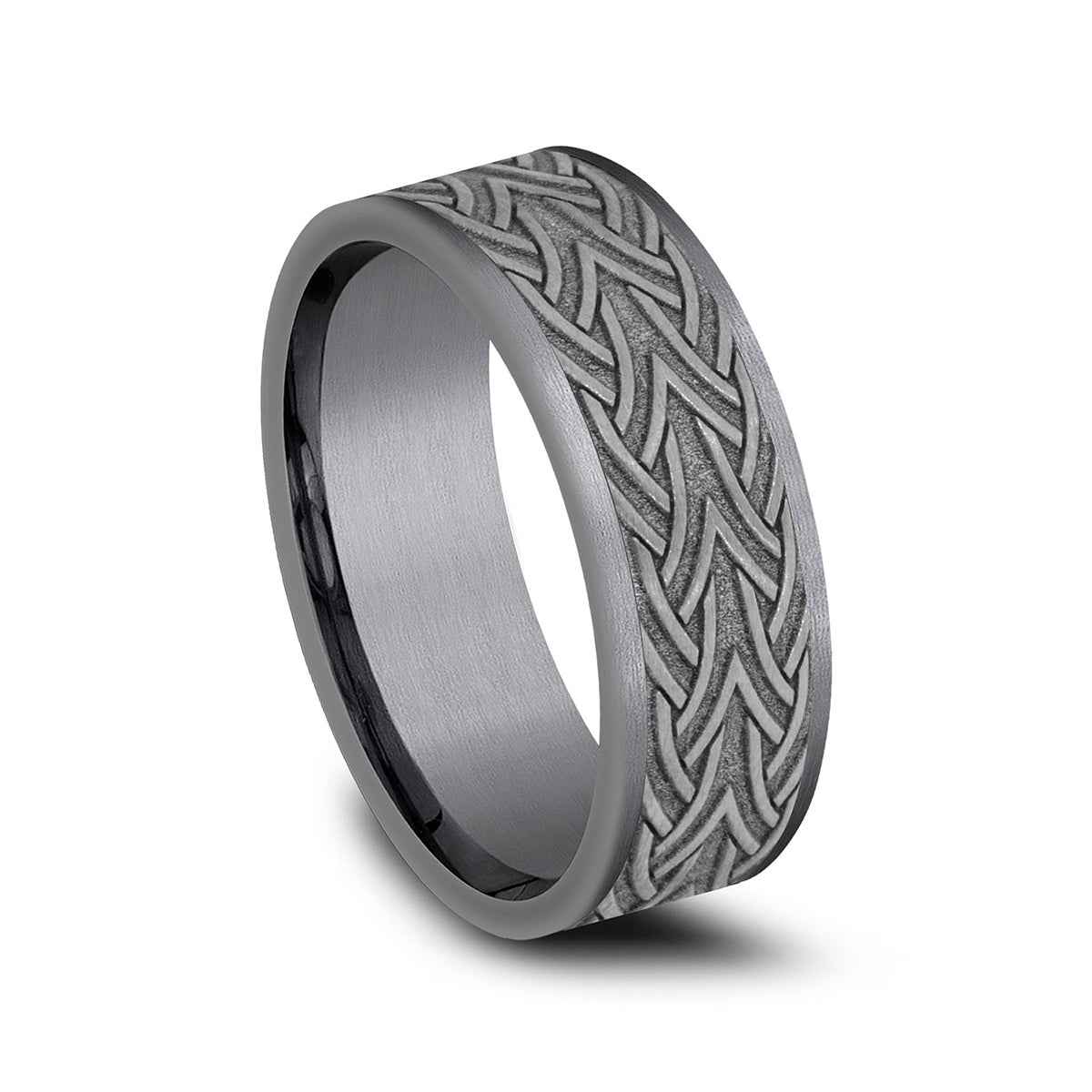 Benchmark Men's 7mm Celtic Arrow Knot Tantalum Wedding Band front view