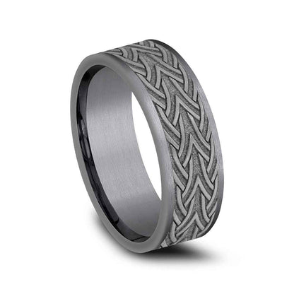 Benchmark Men's 7mm Celtic Arrow Knot Tantalum Wedding Band front view