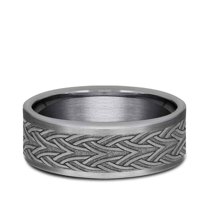 Benchmark Men's 7mm Celtic Arrow Knot Tantalum Wedding Band close-up detail