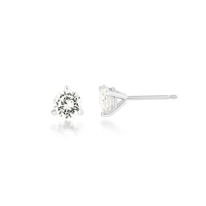 1 ct. tw. Round Brilliant Diamond Solitaire Stud Earrings in 14K White Gold