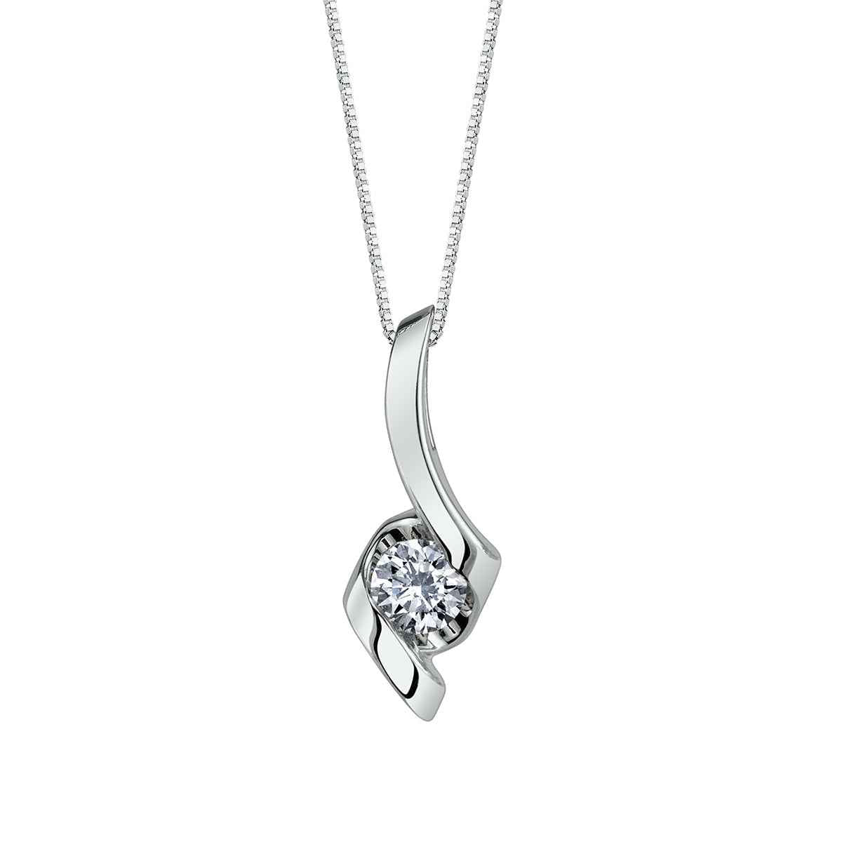 Sirena 1 ct. tw. Round Diamond Pendant in 14K White Gold