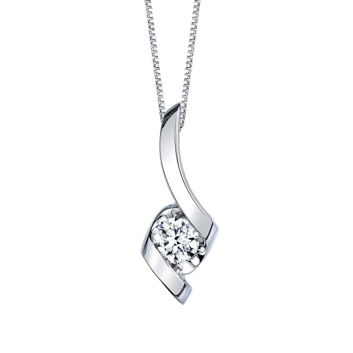 Sirena 1/2 ct. tw. Round Diamond Pendant in 14K White Gold