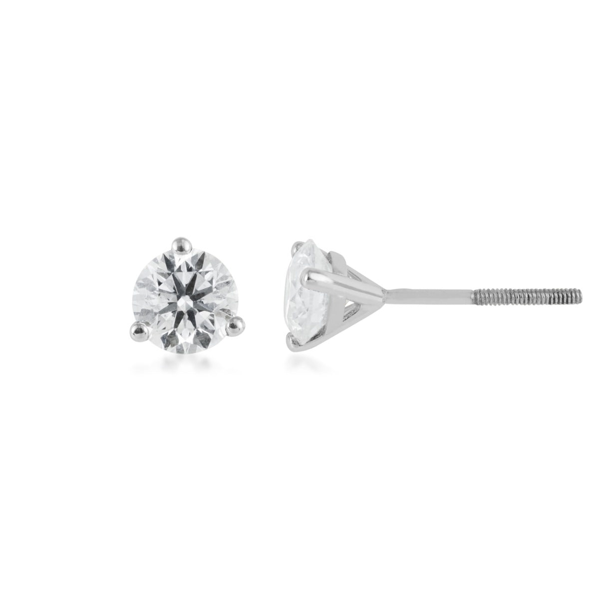 1 ct. tw. Round Diamond Solitaire Earrings in 18K White Gold