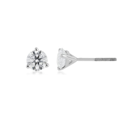 1 ct. tw. Round Diamond Solitaire Earrings in 18K White Gold