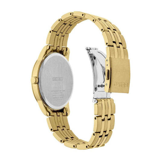 Seiko Men's Essentials Quarts Gold Tone Stainless Steel Watch with Gold Dial