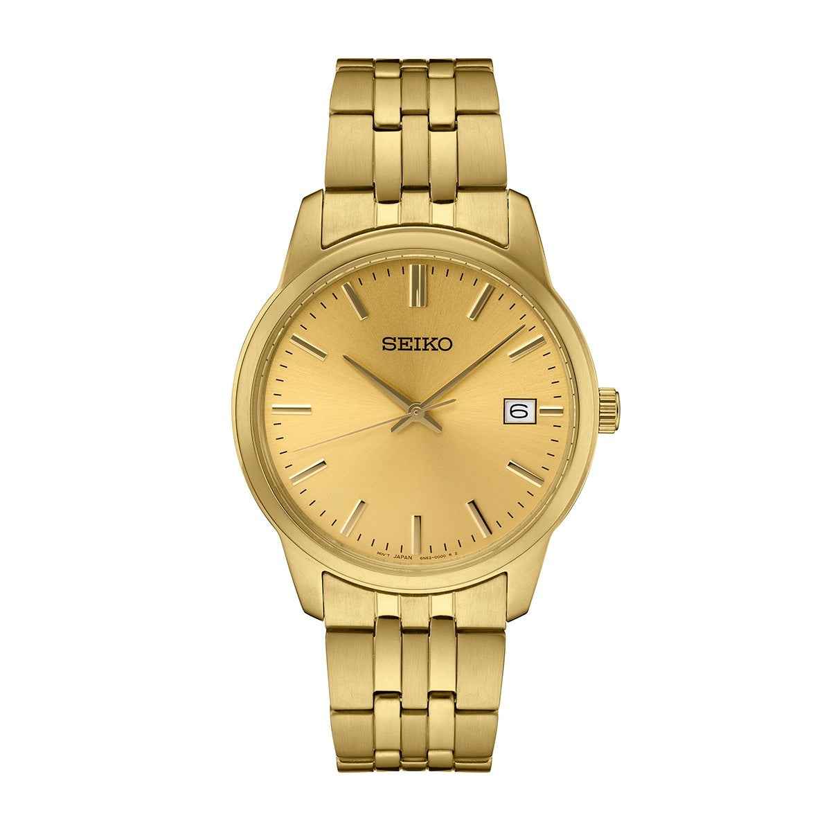 Seiko Men's Essentials Quarts Gold Tone Stainless Steel Watch with Gold Dial