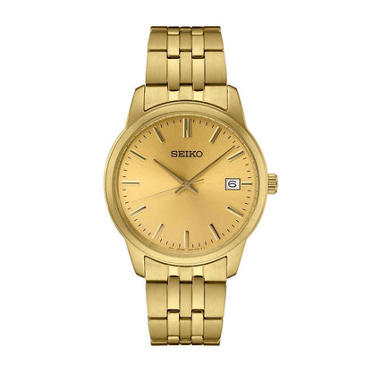 Seiko Men's Essentials Quarts Gold Tone Stainless Steel Watch with Gold Dial