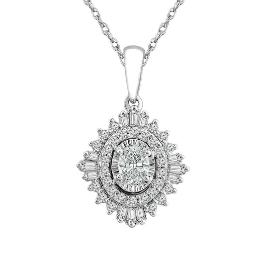 3/8 ct. tw. Diamond Starburst Halo Pendant in 10K White Gold
