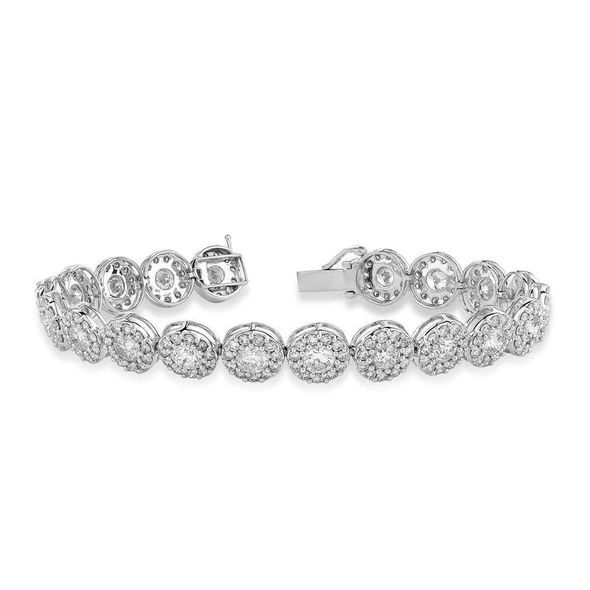 Natural 12 ct. tw. Diamond Halo Bracelet in 14K White Gold