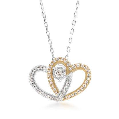 1/4 ct. tw. Diamond Double Heart Pendant in 10K White & Yellow Gold