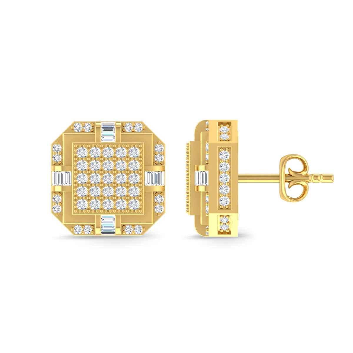 1-1/2ct. tw. Men's Diamond Fashion Earrings in 10K Yellow Gold (2)