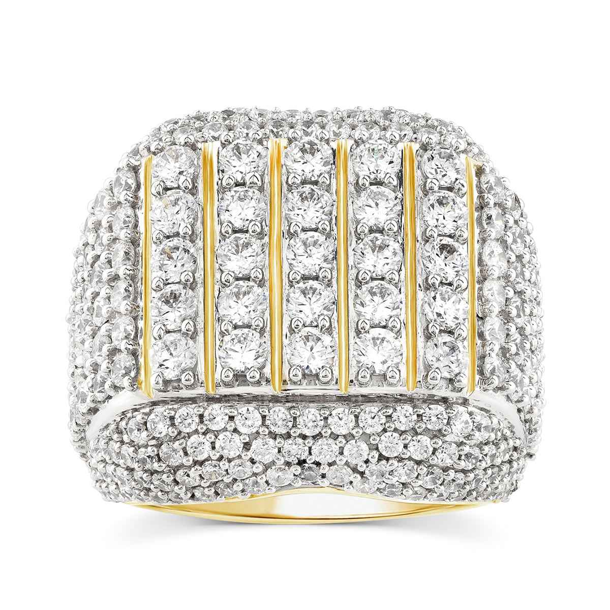 Men's 5-3/4 ct. tw. Diamond Multirow Pave Ring in 14K Yellow Gold