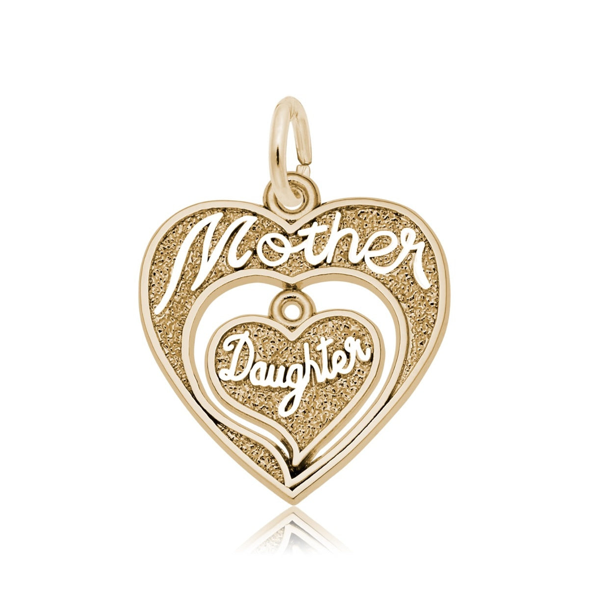 Mother Daughter Heart Charm in 14K Yellow Gold