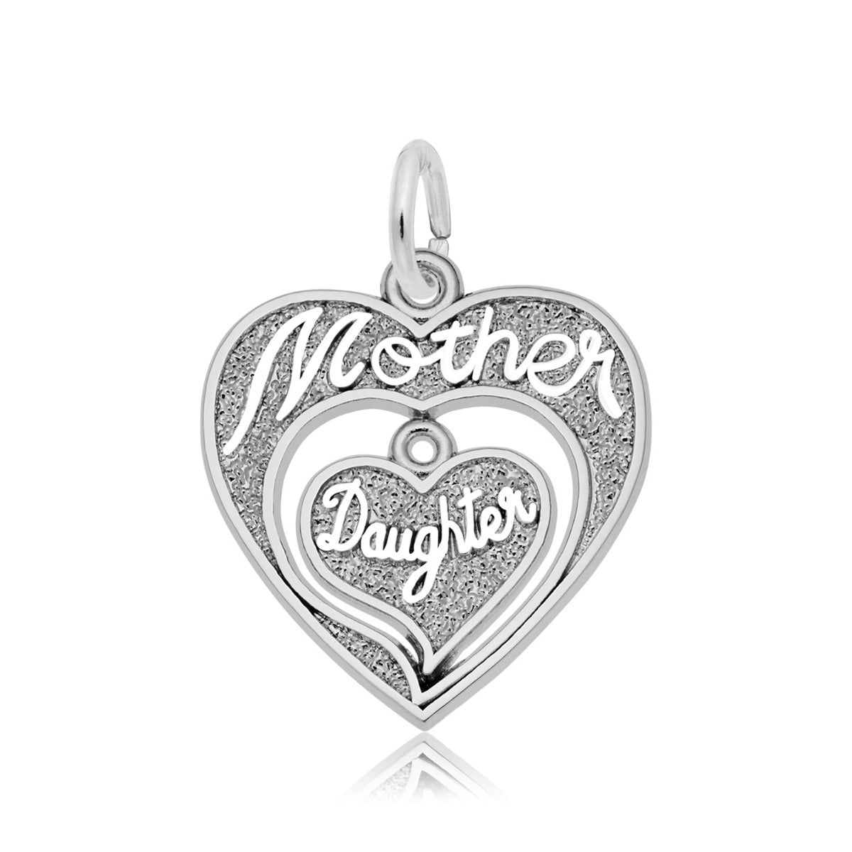 Mother Daughter Heart Charm in Sterling Silver