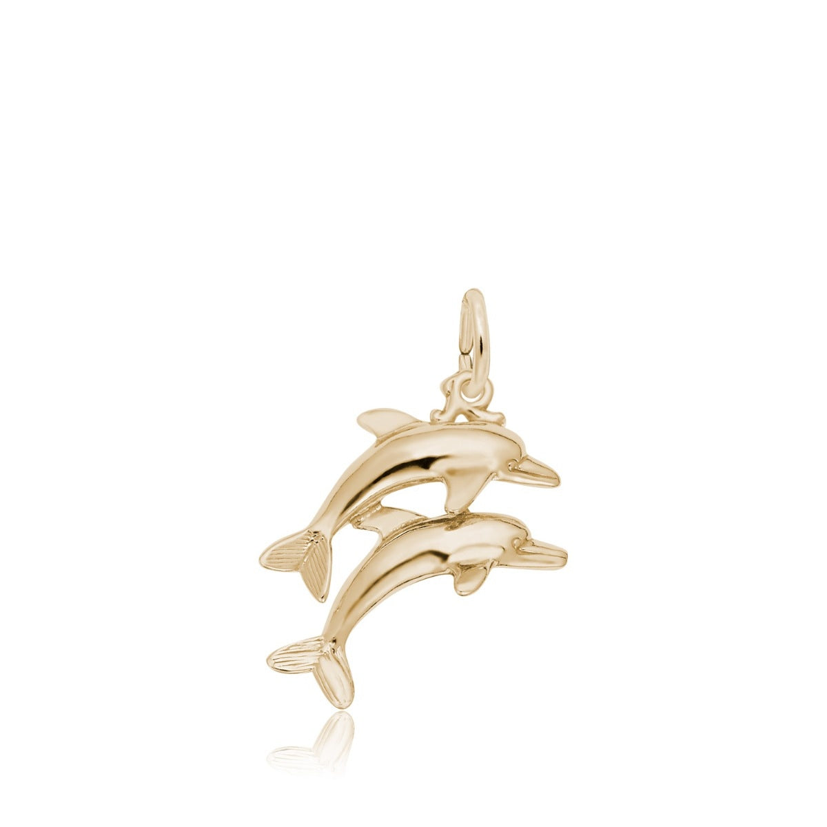 Two Dolphins Jumping Charm in 14K Yellow Gold