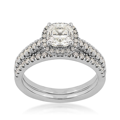 Natural 1-1/2 ct. tw. Cushion Diamond Halo Wedding Set in 14K White Gold (3)