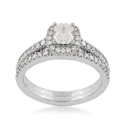 Natural 1-1/4 ct. tw. Cushion Diamond Halo Wedding Set in 14K White Gold (2)