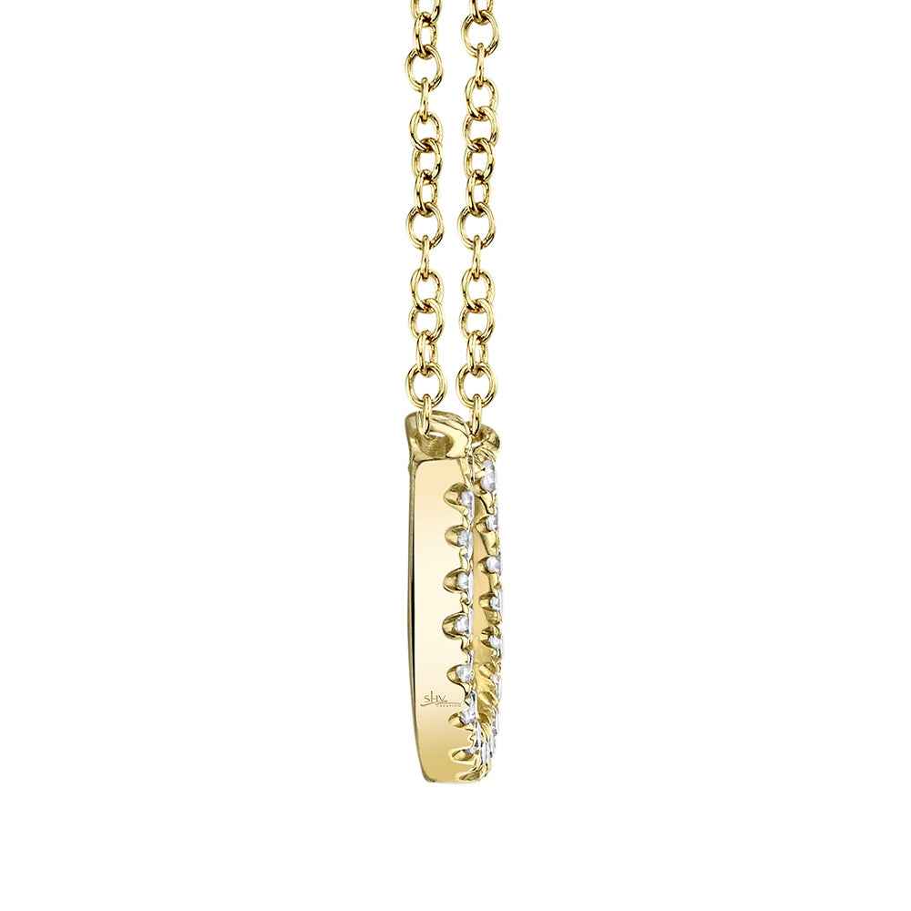 Shy Creation 1/20 ct. tw. Diamond Horseshoe Necklace in 14K Yellow Gold front view