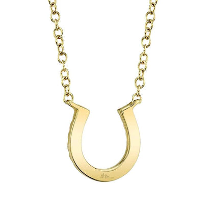 Shy Creation 1/20 ct. tw. Diamond Horseshoe Necklace in 14K Yellow Gold close-up detail