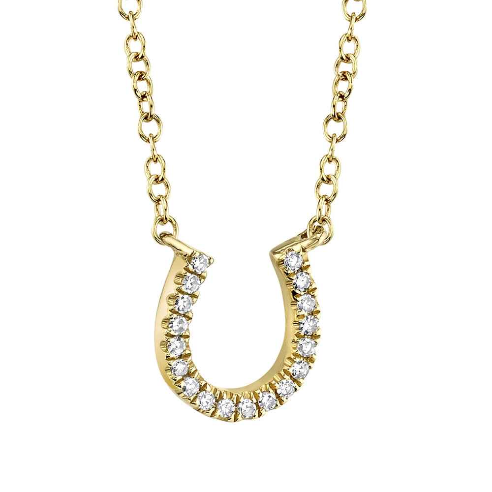 Shy Creation 1/20 ct. tw. Diamond Horseshoe Necklace in 14K Yellow Gold