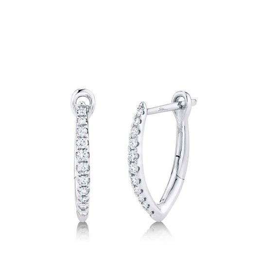Shy Creation 1/7 ct. tw. Diamond V Hoop Earrings in 14K White Gold
