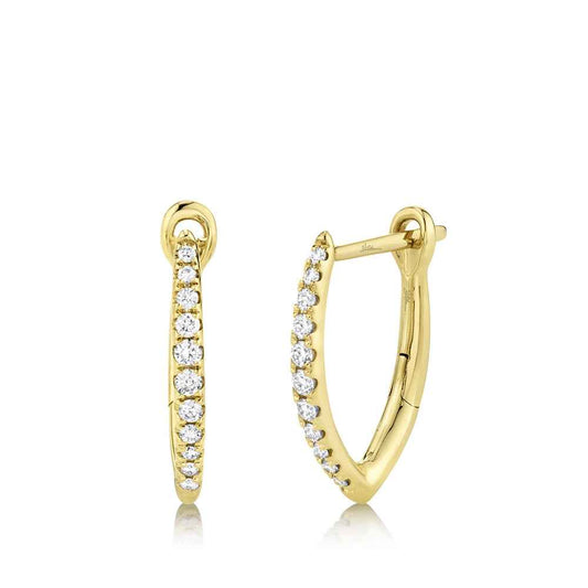 Shy Creation 1/7 ct. tw. Diamond V Hoop Earrings in 14K Yellow Gold