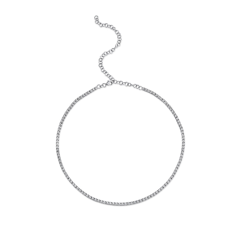 Shy Creation 9/10 ct. tw. Diamond Tennis Necklace in 14K White Gold front view