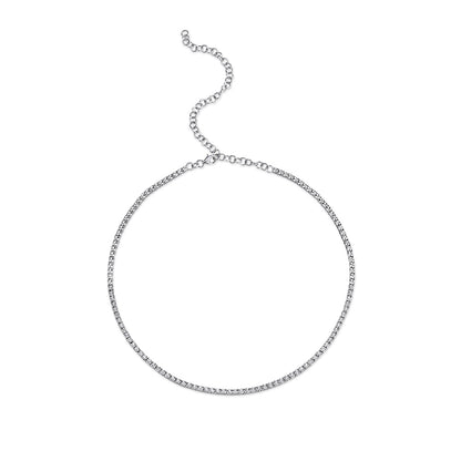 Shy Creation 9/10 ct. tw. Diamond Tennis Necklace in 14K White Gold front view