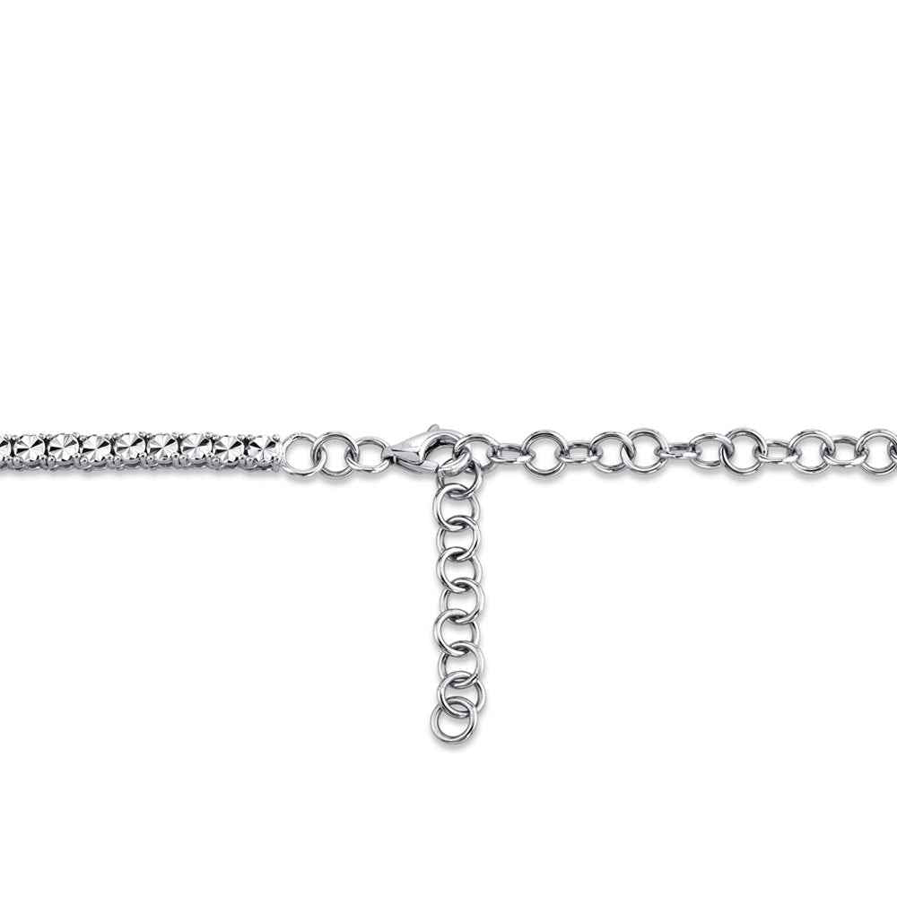 Shy Creation 9/10 ct. tw. Diamond Tennis Necklace in 14K White Gold close-up detail