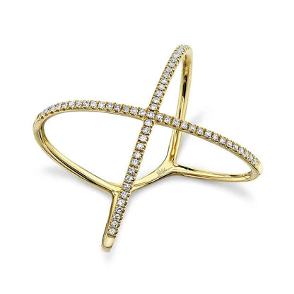 Shy Creation 1/5 ct. tw. Diamond X Ring in 14K Yellow Gold front view