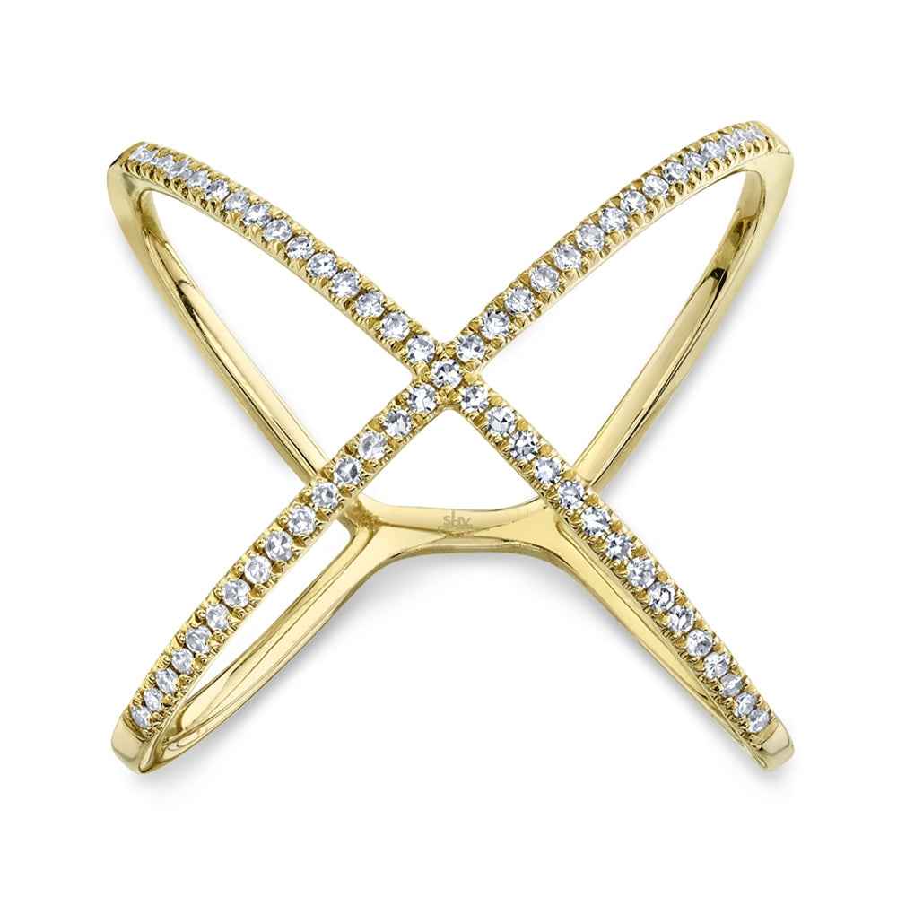 Shy Creation 1/5 ct. tw. Diamond X Ring in 14K Yellow Gold