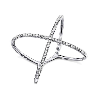 Shy Creation 1/5 ct. tw. Diamond X Ring in 14K White Gold front view
