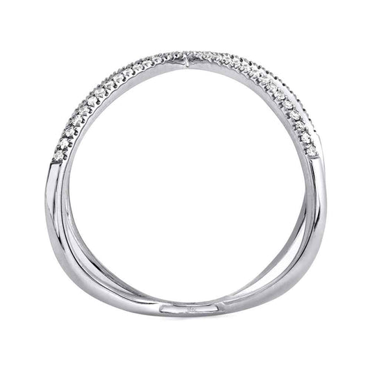 Shy Creation 1/5 ct. tw. Diamond X Ring in 14K White Gold close-up detail