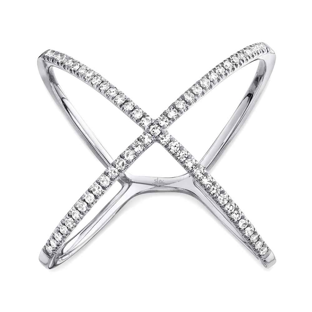 Shy Creation 1/5 ct. tw. Diamond X Ring in 14K White Gold