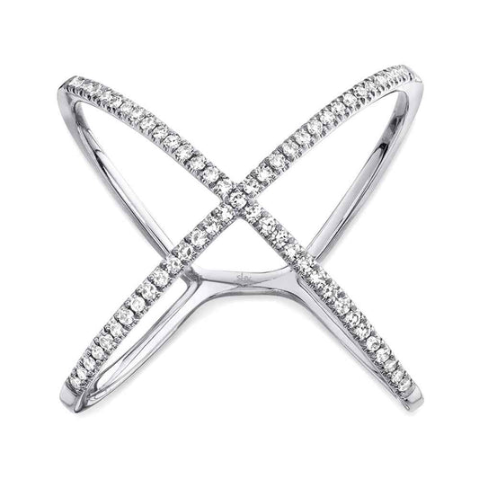 Shy Creation 1/5 ct. tw. Diamond X Ring in 14K White Gold