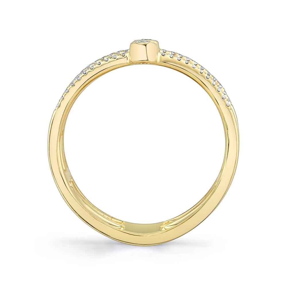Shy Creation 1/3 ct. tw. Diamond Triple Chevron Ring in 14K Yellow Gold close-up detail