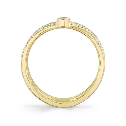 Shy Creation 1/3 ct. tw. Diamond Triple Chevron Ring in 14K Yellow Gold close-up detail