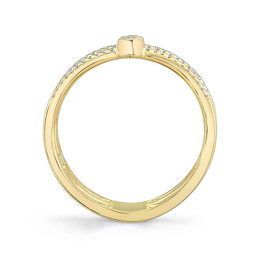 Shy Creation 1/3 ct. tw. Diamond Triple Chevron Ring in 14K Yellow Gold close-up detail
