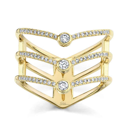 Shy Creation 1/3 ct. tw. Diamond Triple Chevron Ring in 14K Yellow Gold