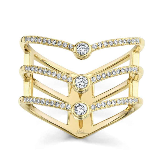 Shy Creation 1/3 ct. tw. Diamond Triple Chevron Ring in 14K Yellow Gold