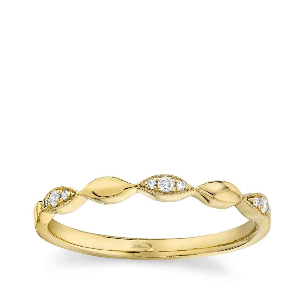 Shy Creation 1/20 ct. tw. Diamond Milgrain Stackable Ring in 14K Yellow Gold
