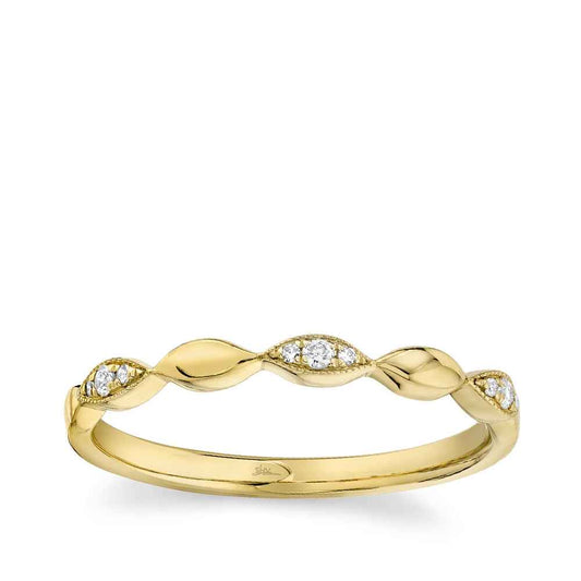 Shy Creation 1/20 ct. tw. Diamond Milgrain Stackable Ring in 14K Yellow Gold