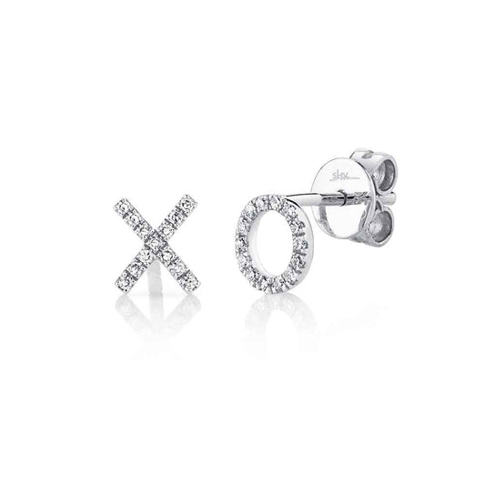 Shy Creation 1/10 ct. tw. Diamond XO Stud Earrings in 14K White Gold