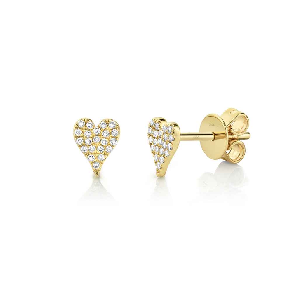 Shy Creation 1/10 ct. tw. Diamond Pave Heart Stud Earrings in 14K Yellow Gold