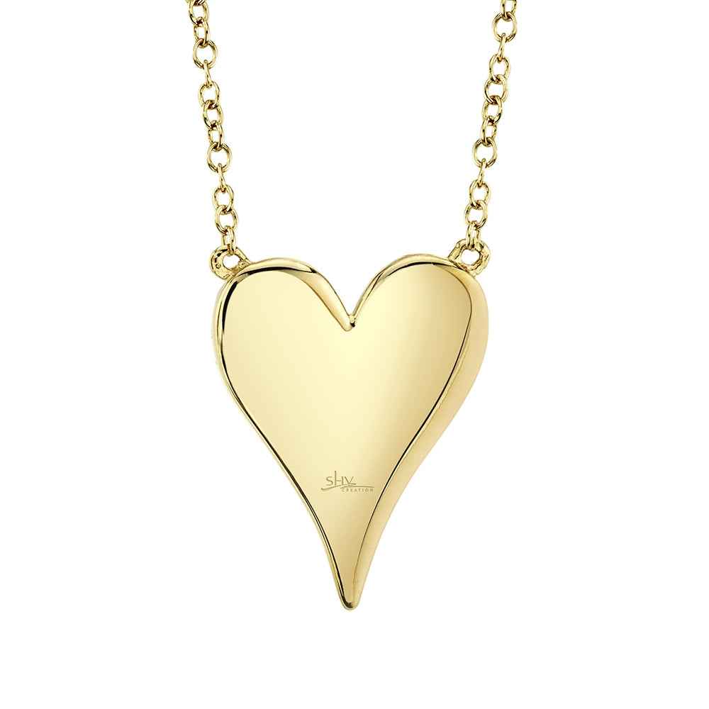 Shy Creation 1/5 ct. tw. Diamond Pave Heart Necklace in 14K Yellow Gold front view