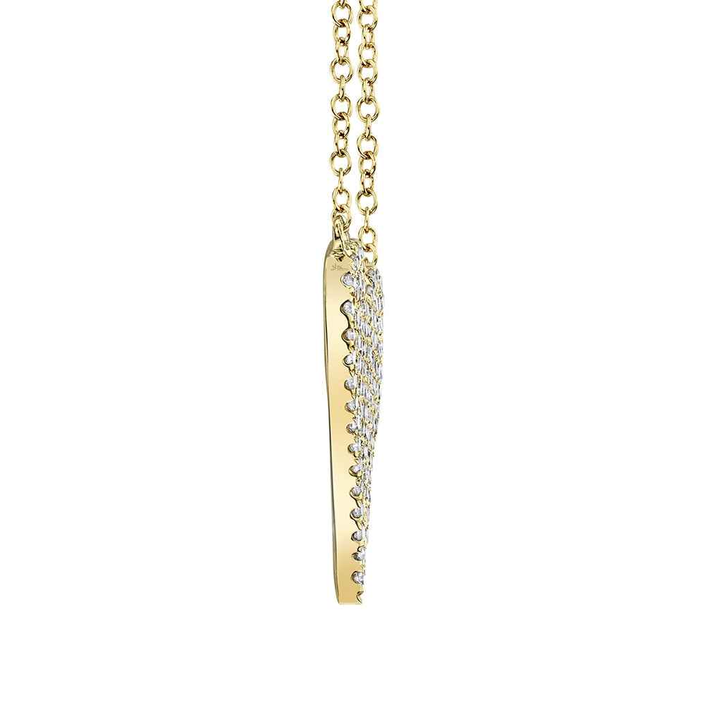 Shy Creation 1/5 ct. tw. Diamond Pave Heart Necklace in 14K Yellow Gold close-up detail