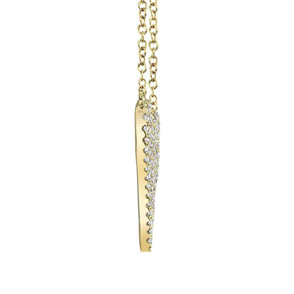 Shy Creation 1/5 ct. tw. Diamond Pave Heart Necklace in 14K Yellow Gold close-up detail