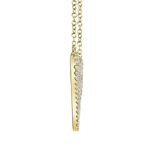 Shy Creation 1/5 ct. tw. Diamond Pave Heart Necklace in 14K Yellow Gold close-up detail