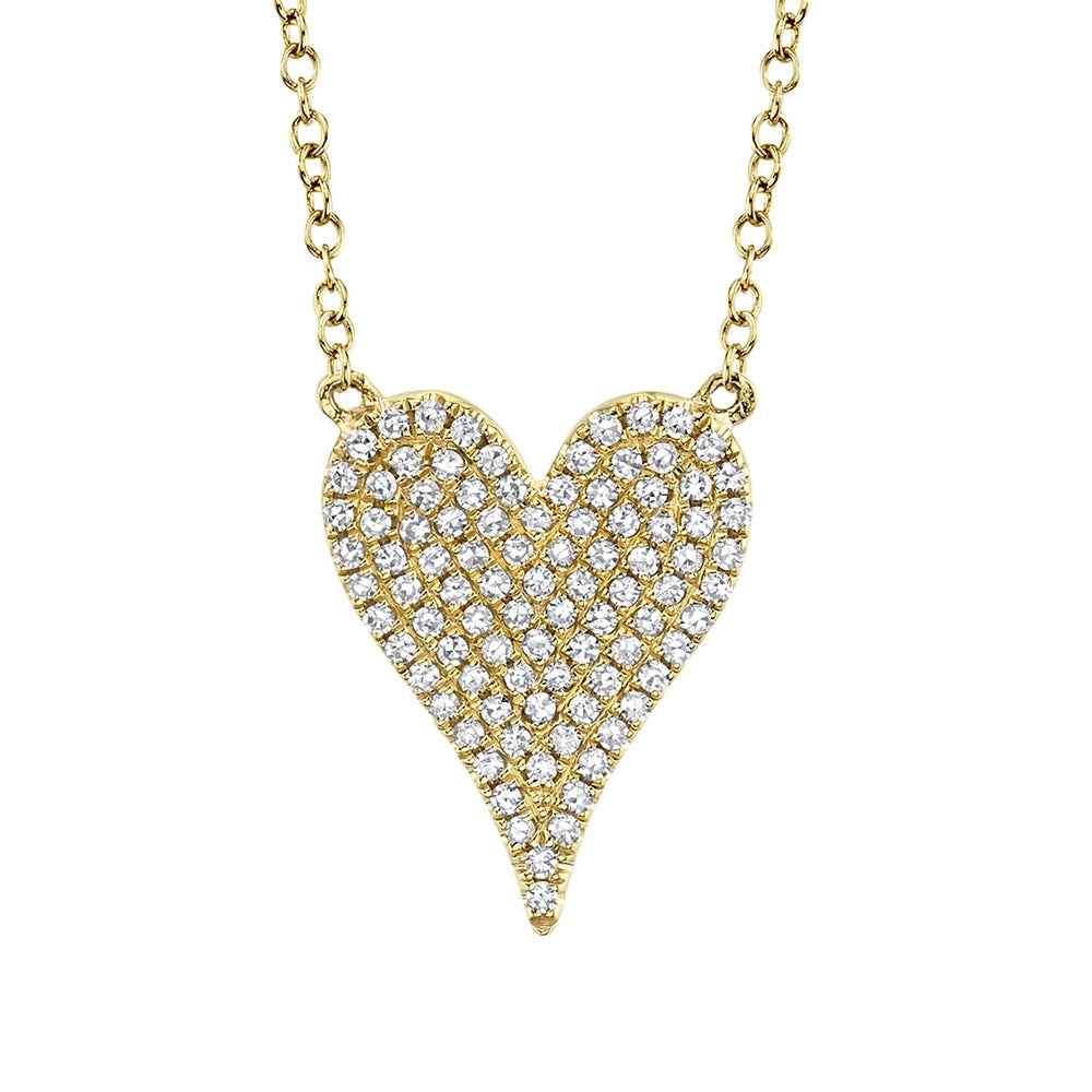 Shy Creation 1/5 ct. tw. Diamond Pave Heart Necklace in 14K Yellow Gold